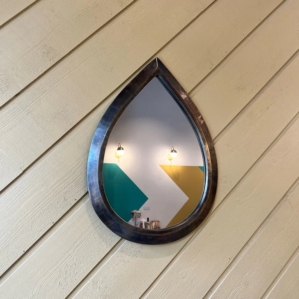 Elegant Crate and Barrel Teardrop Wall Mirror - Bronze Finish